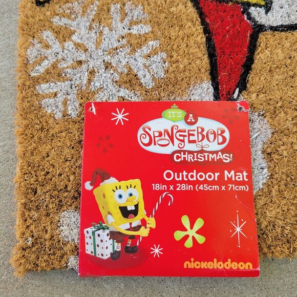 SpongeBob SquarePants Christmas Coir Door Mat 18”x28” Doormat Santa Hat Snowflak - Picture 6 of 9